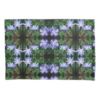 Blue Wild Chicory Flowers Pattern Pillow Case
