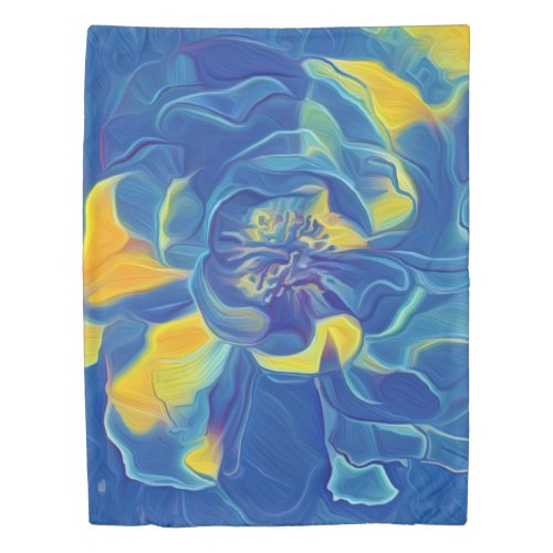 Blue Wild Floral Rose Fine Art Duvet Cover