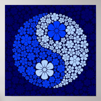 Yin Yang Flowers Art & Framed Artwork | Zazzle