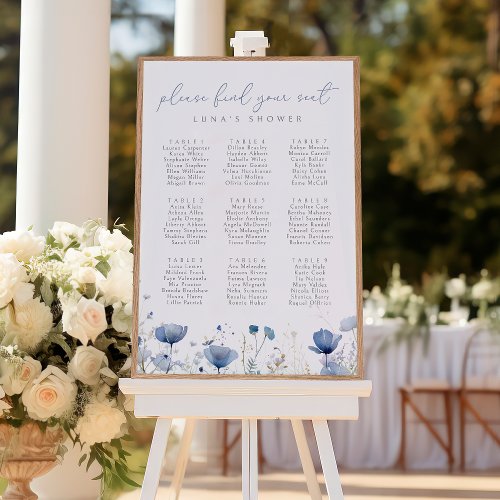 Blue Wildflower Baby In Bloom Seating Chart Poster