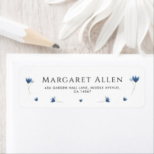 Blue Wildflower Baby Shower Address Label