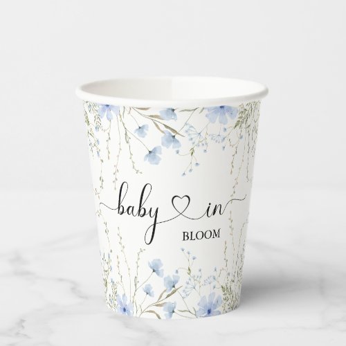 Blue Wildflower Baby Shower Baby in Bloom Paper Cups