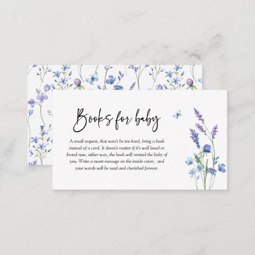 Blue Wildflower Baby Shower Books for Baby Enclosure Card