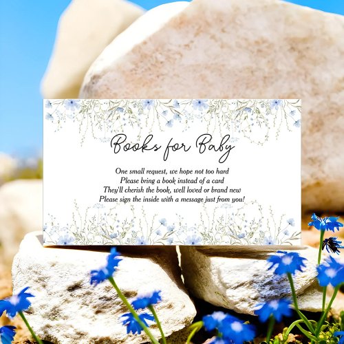 Blue Wildflower Baby Shower Books for Baby Enclosure Card