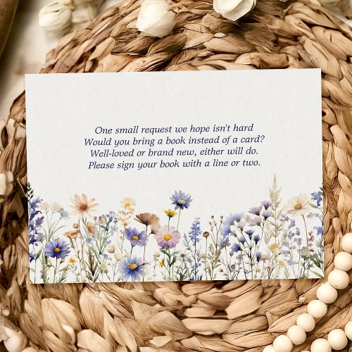 Blue Wildflower Boho Watercolor Books For Baby Enclosure Card