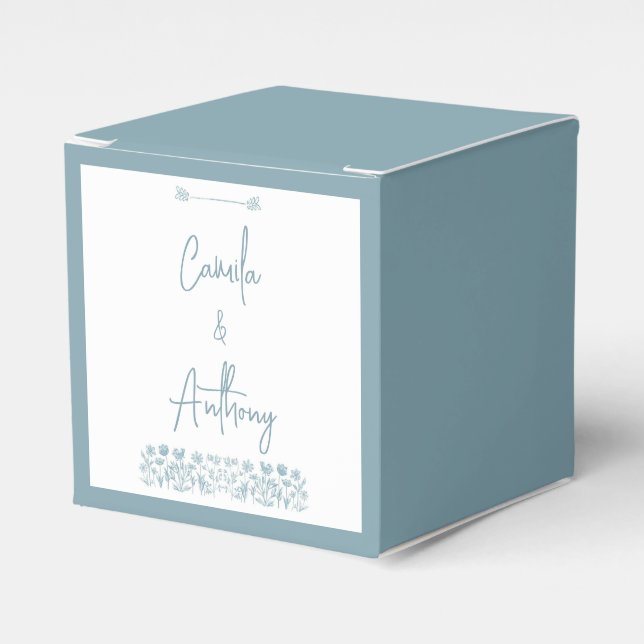 Blue Wildflower Boho Wedding  Favor Boxes (Front Side)