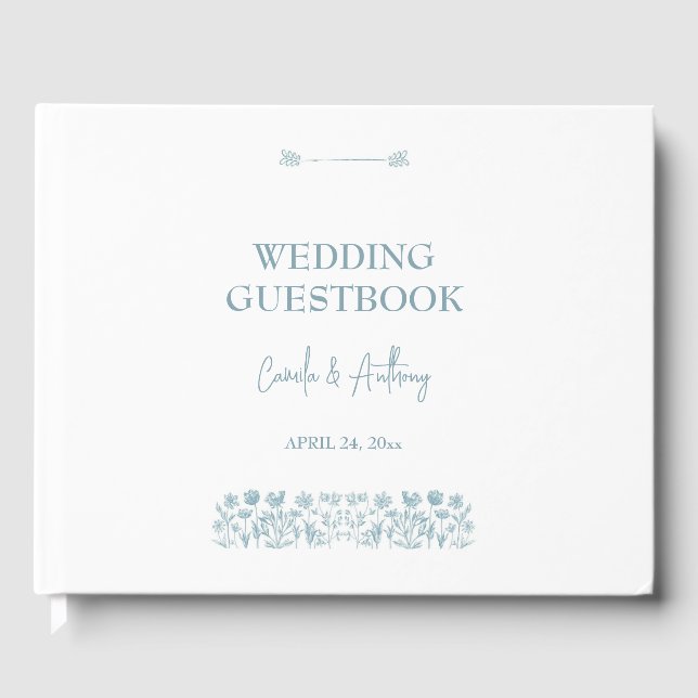 Blue Wildflower Boho Wedding  Guest Book (Front)