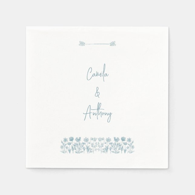 Blue Wildflower Boho Wedding  Napkins (Front)