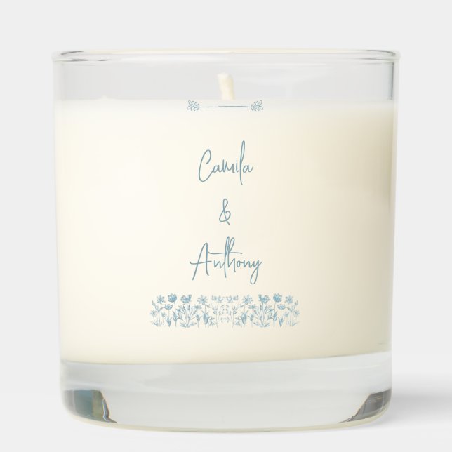 Blue Wildflower Boho Wedding  Scented Candle (Right)
