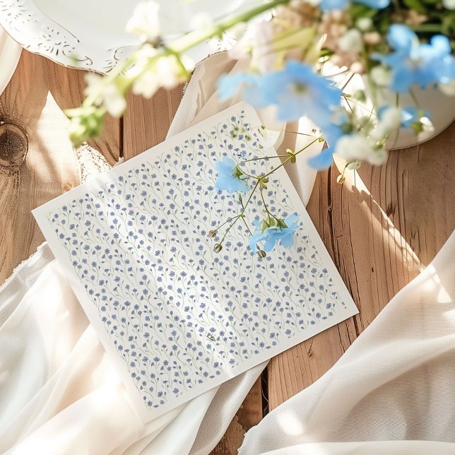Blue Wildflower Botanical Garden Bridal Shower  Napkins (Creator Uploaded)