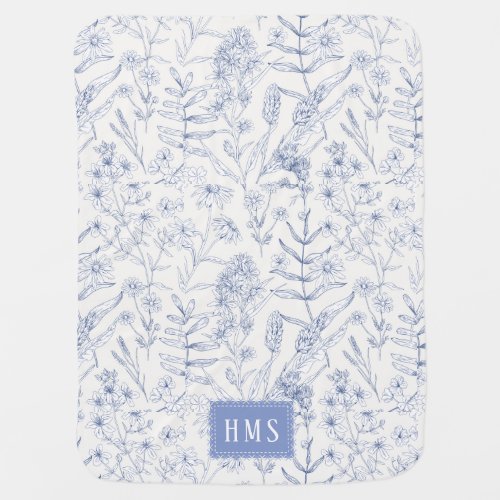 Blue Wildflower Botanical Monogram 