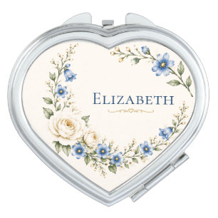Blue Wildflower Bridal Shower Hostess Keepsake Compact Mirror
