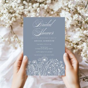 Blue Wildflower Bridal Shower Invitation
