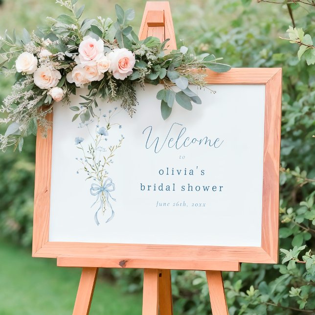 Blue Wildflower Bridal Shower Welcome Sign (Welcome Sign Mock-up)