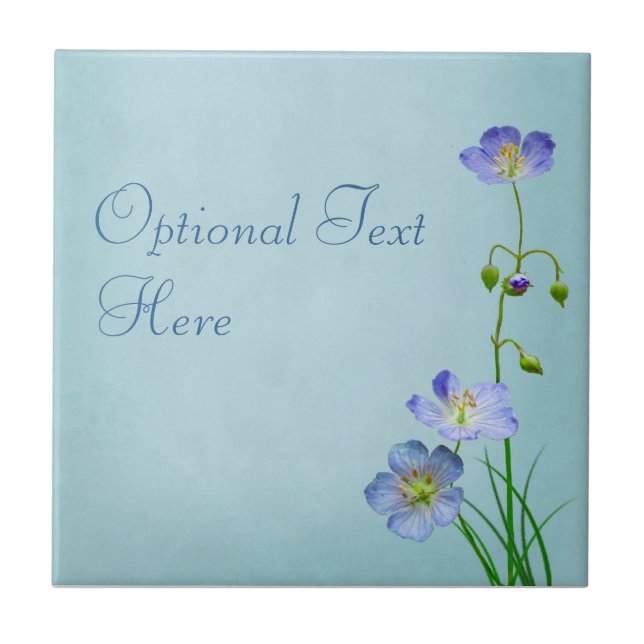 Blue Wildflower Ceramic Tile (Front)