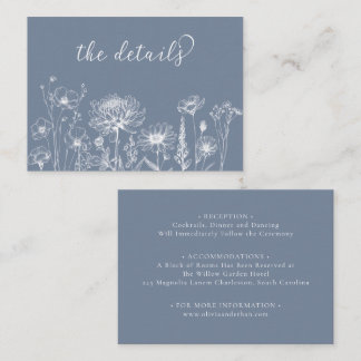 Blue Wildflower Details Card Periwinkle Wedding