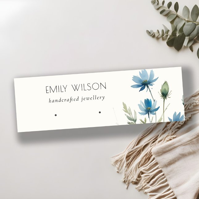 Blue Wildflower Earring Hoop Loop Stud Display Mini Business Card (Creator Uploaded)