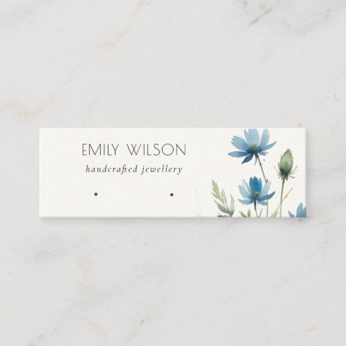 Blue Wildflower Earring Hoop Loop Stud Display Mini Business Card