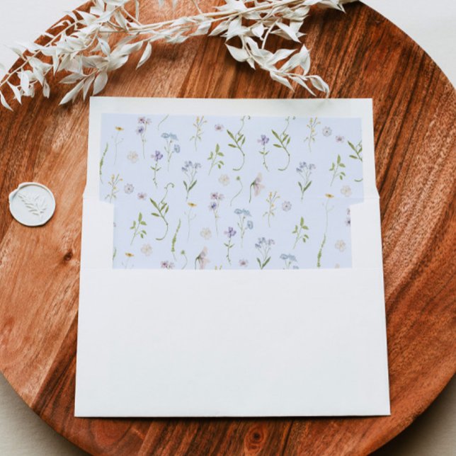 Blue Wildflower Floral elegant Baby Boy shower Envelope Liner (Creator Uploaded)