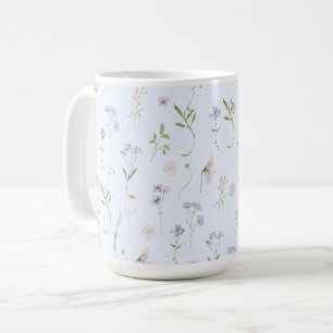 Blue Wildflower Floral elegant Summer Baby Shower Coffee Mug