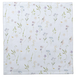 Blue Wildflower Floral elegant Summer Cloth Napkin