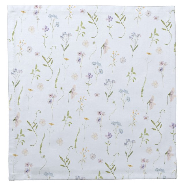 Blue Wildflower Floral elegant Summer Cloth Napkin (Front)