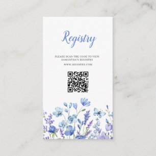 Blue Wildflower Floral Registry Bridal Shower Enclosure Card