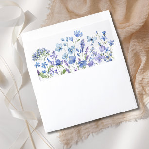Blue Wildflower Floral Watercolor Wedding Envelope Liner