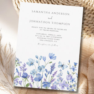 Blue Wildflower Floral Wedding Invitation