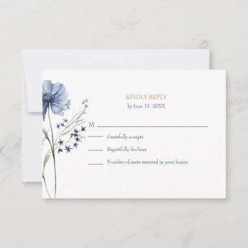 Blue Wildflower Garden RSVP with Botanical Back