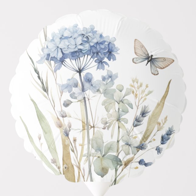 Blue Wildflower Garden Wedding Balloon (Front)