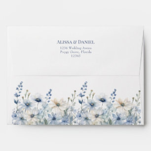 Blue Wildflower Garden Wedding Envelope