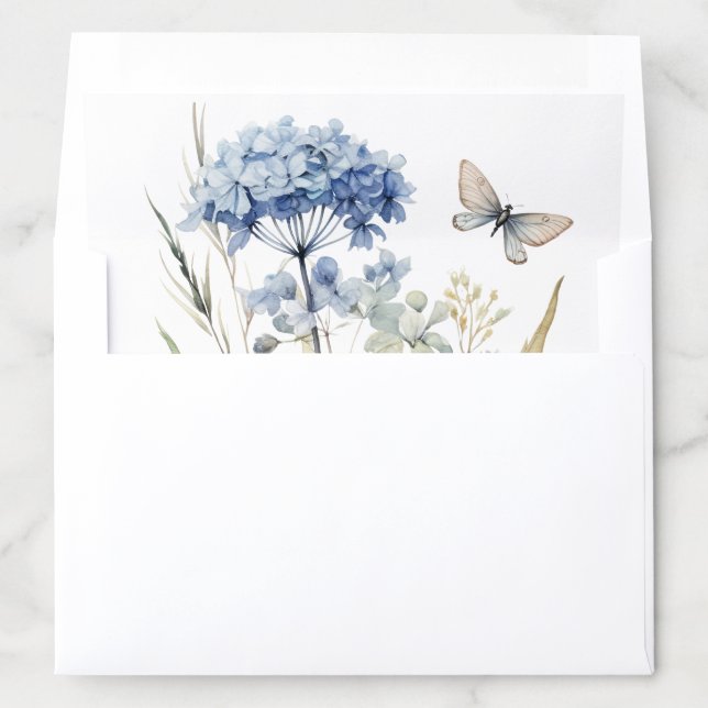 Blue Wildflower Garden Wedding  Envelope Liner (In Envelope)