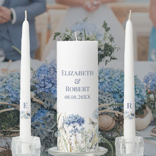 Blue Wildflower Garden Wedding Unity Candle Set