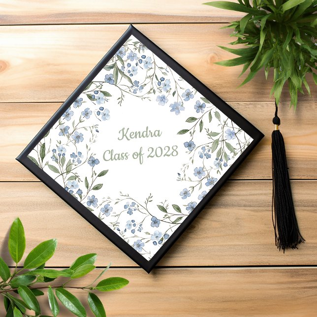 Blue Wildflower Graduation Cap Topper (Creator Uploaded)