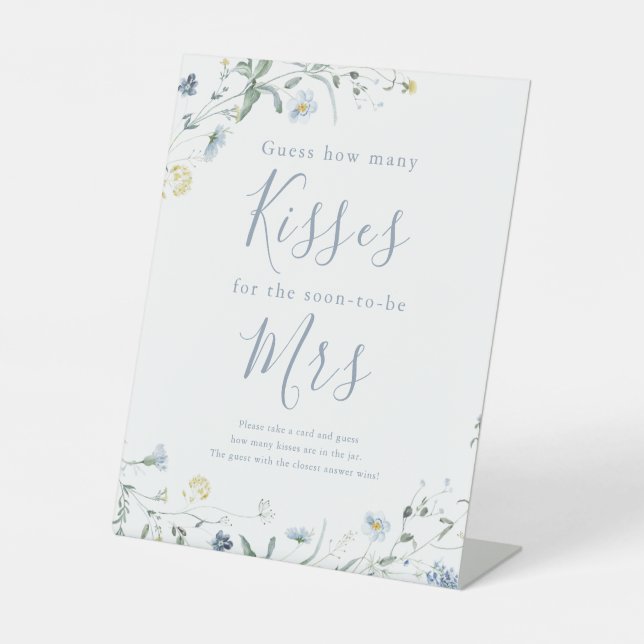 Blue Wildflower guess how many kisses game sign (Front)