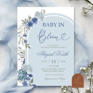 Blue Wildflower Hydrangea Baby Shower Invitat Invitation
