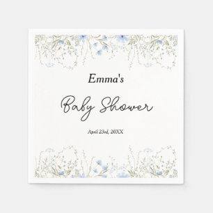 Blue Wildflower Little Flower Baby Shower Napkins