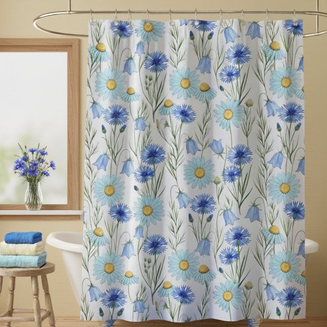 Blue Wildflower Meadow Shower Shower Curtain (Creator Uploaded)