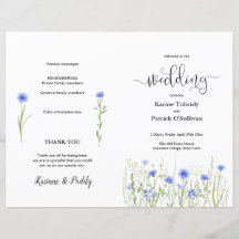 Blue Wildflower Meadow Wedding Program