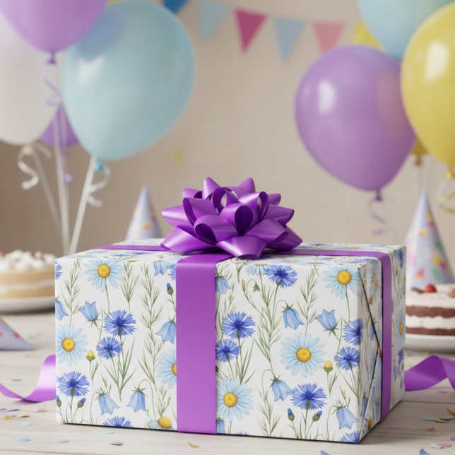 Blue Wildflower Meadow Wrapping Paper (Creator Uploaded)