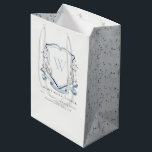 Blue Wildflower Monogram Crest Bridal Shower Medium Gift Bag<br><div class="desc">Pastel Wildflower watercolor Collection- it's an elegant watercolor Illustration of blue aqua watercolor delicate wildflowers with a modern minimal touch. Perfect for your modern floral wedding & parties. It’s very easy to customize,  with your personal details. If you need any other matching product or customization,  kindly message via Zazzle.</div>