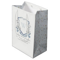 Blue Wildflower Monogram Crest Bridal Shower