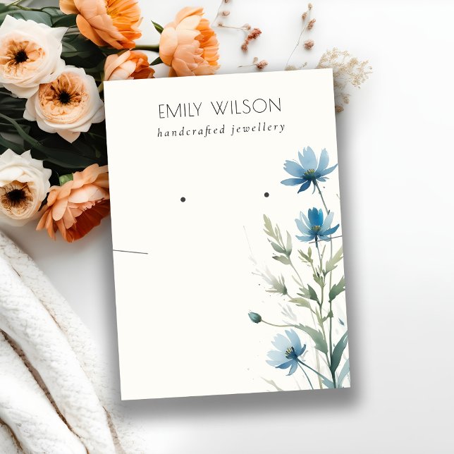 Blue Wildflower Necklace Earring Jewelry Display Business Card (Creator Uploaded)