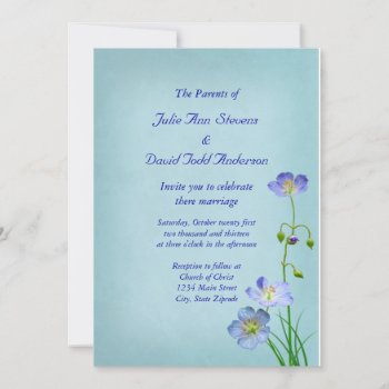 Blue Wildflower On Blue Wedding Invitation by Lasting__Impressions at Zazzle