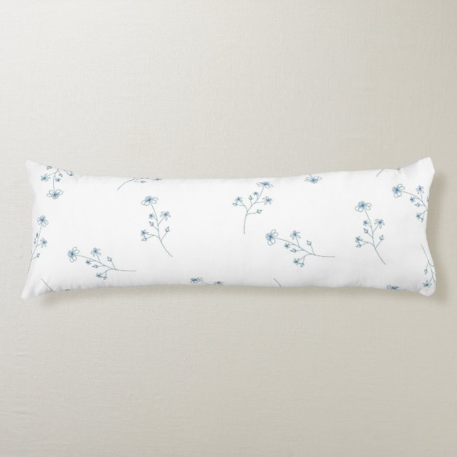Blue Wildflower Pattern Body Pillow (Front)
