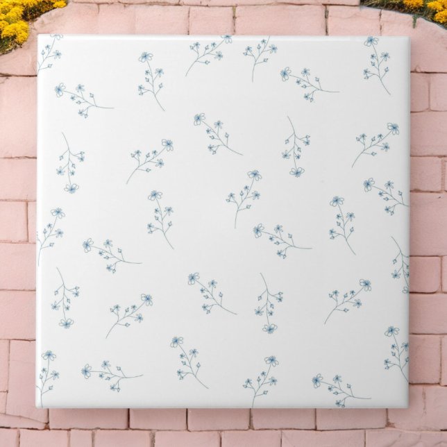 Blue Wildflower Pattern Ceramic Tile (Creator Uploaded)