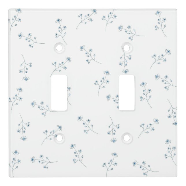 Blue Wildflower Pattern Light Switch Cover (Front)