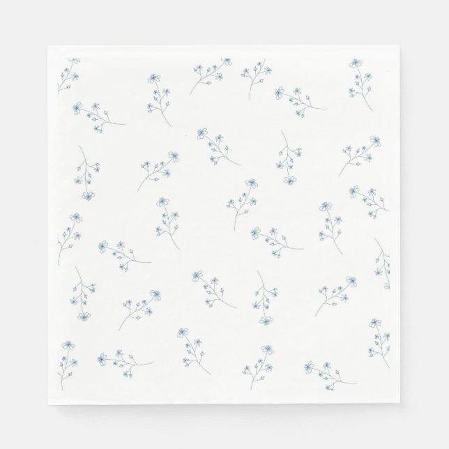 Blue Wildflower Pattern Napkins (Front)