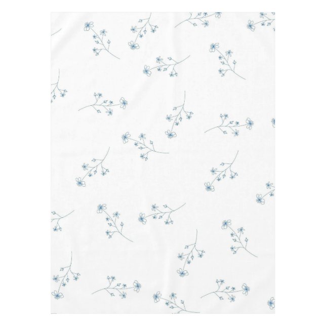 Blue Wildflower Pattern Tablecloth (Front)